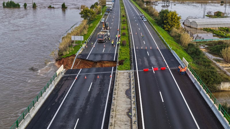 Motorway collapses as storms batter Spain and Portugal