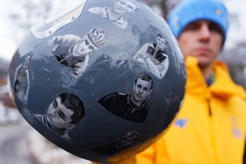 Ukrainian racer scathing of Olympic committee decision to ban him over war-victims helmet